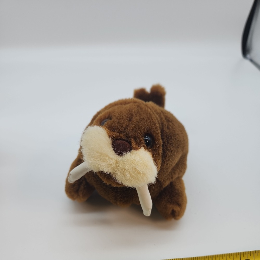 Vintage Anico Plush Walrus Stuffed Animal Toy Brown White Tusk Lovey 9"L